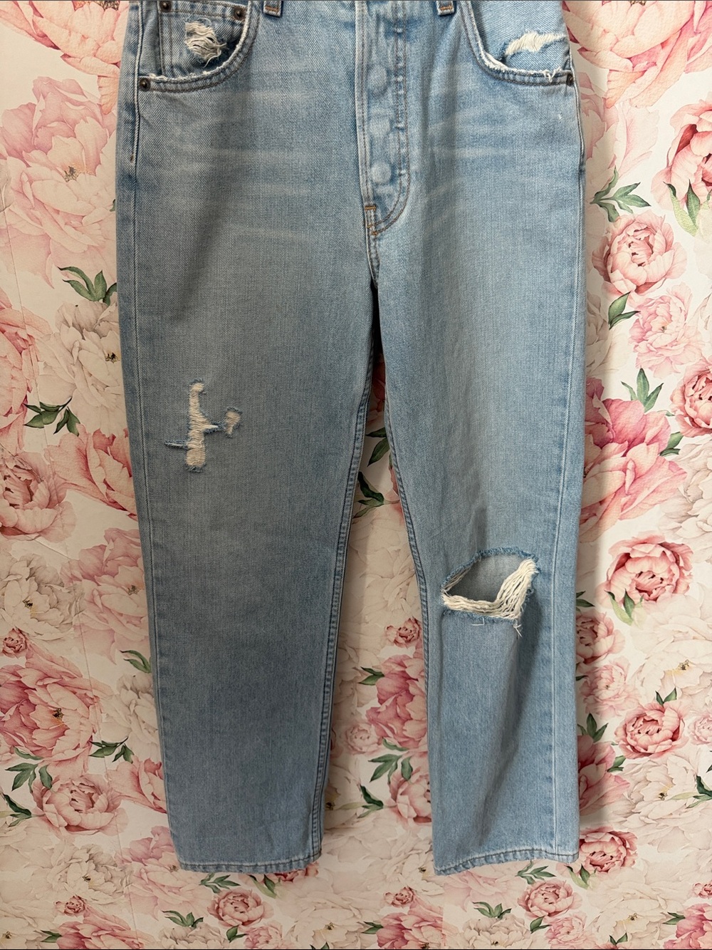 Reformation Danny Mid Rise Relaxed Jean Skye Blue Women’s Denim Pants size 00 24 - Picture 4 of 7